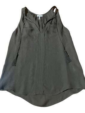 Joie Olive Green Tassel Tie Silk Tank